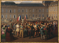 Les polytechniciens portant le crucifix sauvé de la chapelle des Tuileries, lors des émeutes du 24 février 1848 by Hippolyte Lecomte