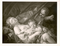 lying woman with putti