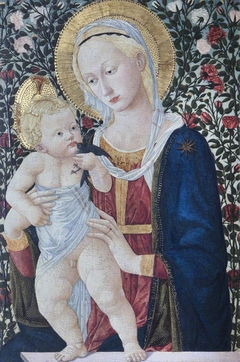 Madonna and Child before a Rose Hedge
