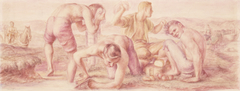 Mealtime, The Early Coal Miners (study for Plymouth, Pennsylvania Post Office Mural) by Jared French