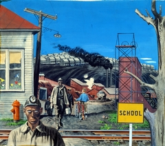 Mining Village (Study for mural, Huntington, West Virginia forestry service building) by Stevan Dohanos