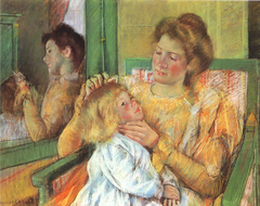 Mother Combing Child's Hair