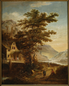 Mountain landscape from the Rheinland by Claes Jansz van der Willigen