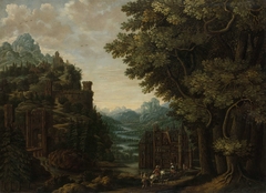 Mountainous Landscape with River Valley and Castles by Jan Meerhout