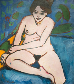 Nude Against Blue Background by Ernst Ludwig Kirchner
