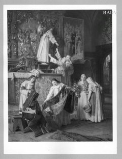 nuns adoring the altar of a church by Eduard von Grützner