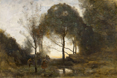 Nymphs and Fawns by Jean-Baptiste-Camille Corot