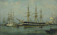 Opleidingsschip Hr.Ms. Admiraal van Wassenaar in het Oosterdok te Amsterdam by Jan van der Linde