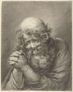 Oude man met baard met gevouwen handen by Nicolas Joseph Delin