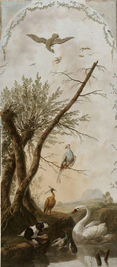 Panneau décoratif à sujets d'animaux by Jean-Baptiste Pillement