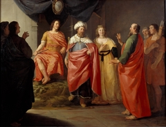 Paulus voor koning Agrippa by Hendrick Bloemaert