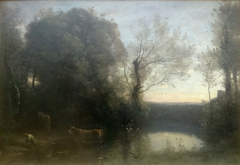 Paysage, soleil couchant by Jean-Baptiste-Camille Corot