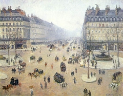 Place du Théâtre-Francais and the Avenue de l'Opéra, Hazy Weather by Camille Pissarro