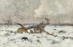 Ploeg op besneeuwde akker by Willem van der Nat