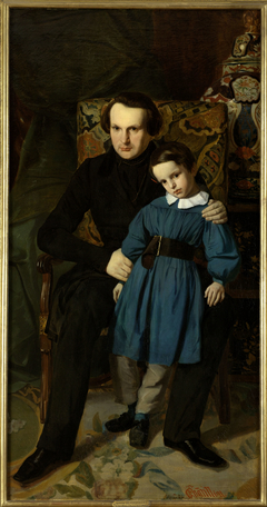 Portrait de Victor Hugo avec son fils de François-Victor Hugo by Auguste de Châtillon