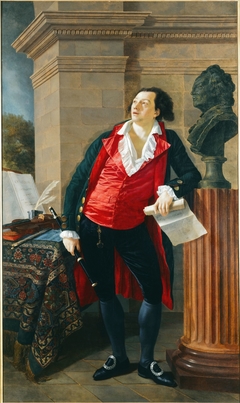Portrait du citoyen Hesmart, négociant en draps et militaire, devant un buste de Gluck by Anonymous