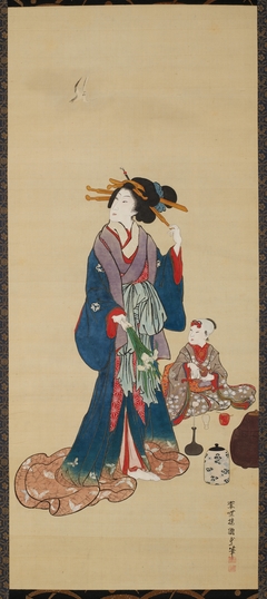 Prostitute Listening to Singing of Little Cuckoo by Utagawa Kunisada II