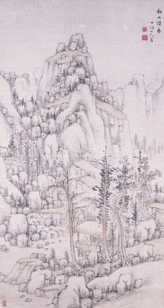 Reading I-Ching in the Autumn Woods by Chikutō Nakabayashi