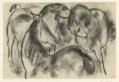 Schets van drie paarden by Leo Gestel
