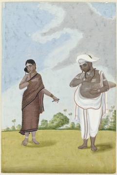 Schrijvende klerk en zijn vrouw staande in een landschap by Unknown Artist
