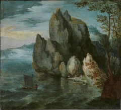 Seascape with a High Cliff by Jan Brueghel the Elder