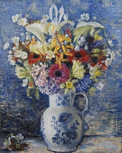 Spring Bunch in a Blue & White Jug by Nora Heysen