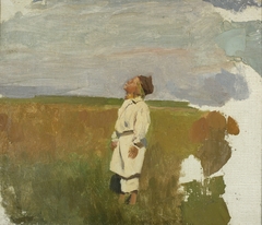 Study for “Storks” – Shepherd boy by Józef Chełmoński