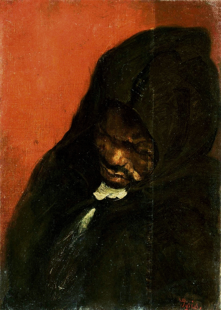 Study of a man in a hood.