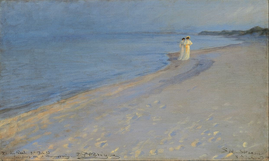 Summer evening at the South beach, Skagen. Anna Ancher and Marie Krøyer