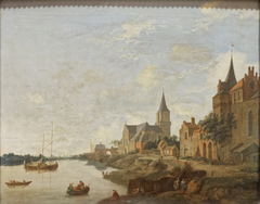 The Rhine at Emmerich with St. Martin's Church by Jan van der Heyden