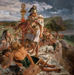 The Romans cause a Wall to be built for the Protection of the South (One of a series of eight oil paintings illustrating the history of the English Border) by William Bell Scott
