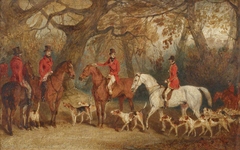 The Royal Hunt with the Master of the Royal Buckhounds, Charles F. Davis (c.1788-1866), the artist's brother by Richard Barrett Davis