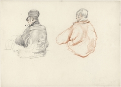 Twee studies van een zittende man, op de rug gezien by Guillaume Anne van der Brugghen