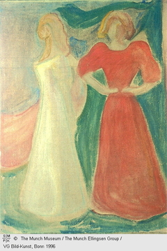 Two Young Women in Red and White (The Reinhardt Frieze) by Edvard Munch