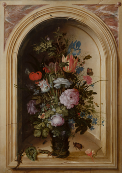 Vase of Flowers in a Stone Niche