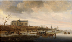 View of Alkmaar with the Grote Kerk, Winter by Salomon van Ruysdael