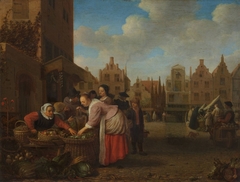 View of the Great Market in Rotterdam by Hendrik Martenszoon Sorgh