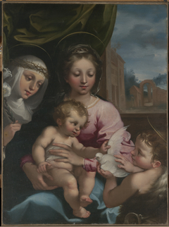 Virgin and Child with the Young Saint John the Baptist and Saint Catherine of Siena by Rutilio di Lorenzo Manetti