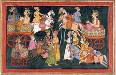 Vishnu in a chariot with Arjuna by Anonymous