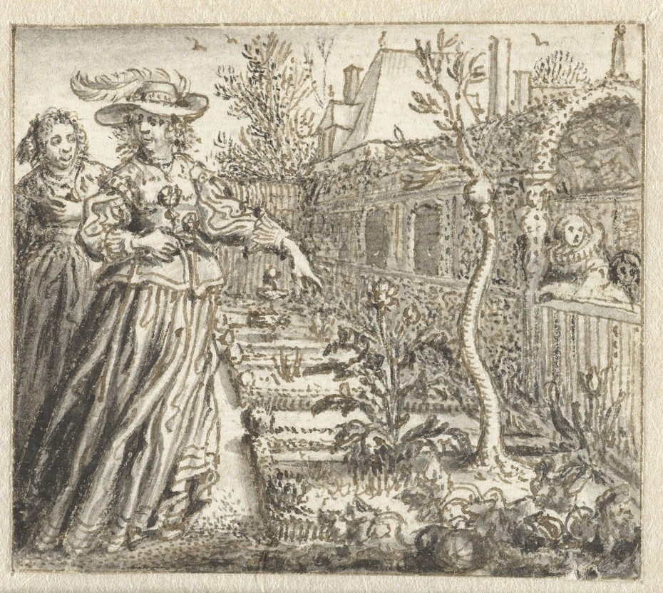 Vrouwen in een tuin