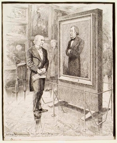 W.E. Gladstone Looking at a Portrait of Disraeli, Lord Beaconsfield, by Sir J.E. Millais - Edward Linley Sambourne - ABDAG003897 by Edward Linley Sambourne
