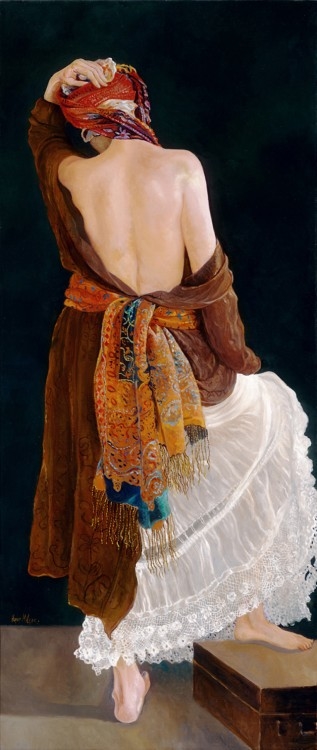 Woman with Colorful Scarf