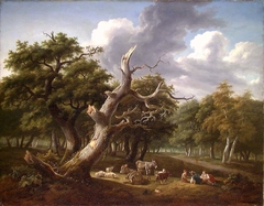 Woodland Scene with Figures by Lazare Bruandet