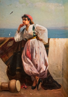 Young oriental girl on a terrace in Algiers by Maxime Noiré