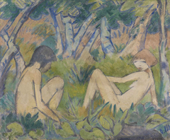 Zwei Mädchen im Walde by Otto Mueller
