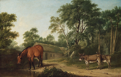 A Bay Horse and Two Donkeys by Thomas Roberts