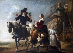 A Couple on Horseback next to a Bivouac - so-called  ‘Albert Cuyp and his Wife’