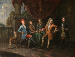 A Group of Gentlemen Drinking by attributed to Joseph van Aken