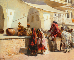 A Street Market Scene, India by Edwin Lord Weeks