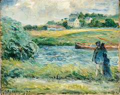 A stroll on the banks of the Oise by Camille Pissarro